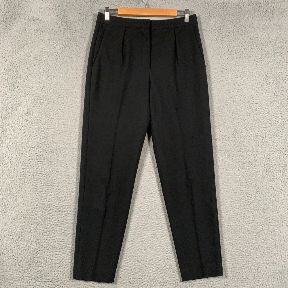 Theory City Pant Trousers Womens 6 Black Tapered High Rise Prospective Light USA